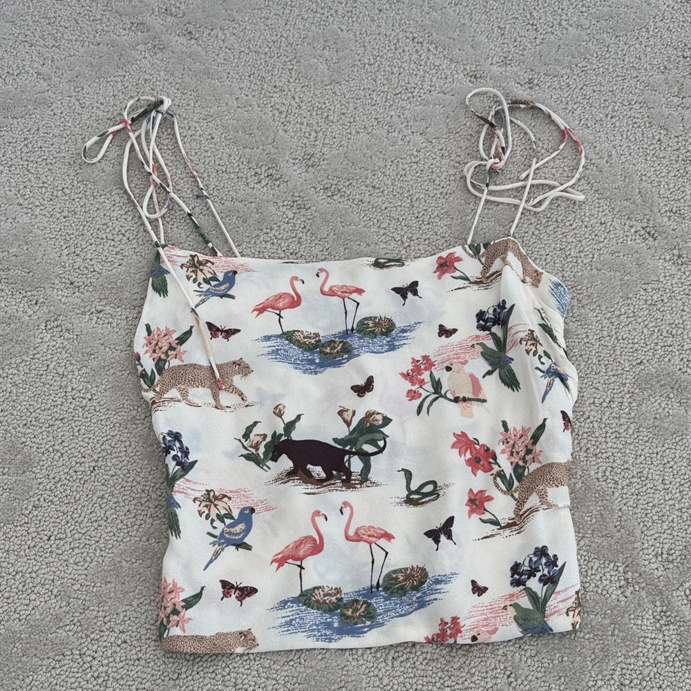 Reformation Multicolor Camisole with Flamingo and Leopard Print